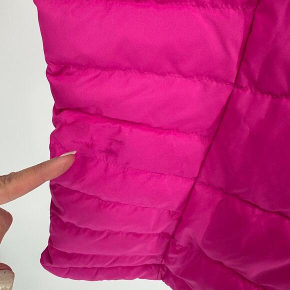 Lands End Down Goose Feather Hot Pink Fuschia Puffer Padded Vest Jacket Large - Picture 8 of 8